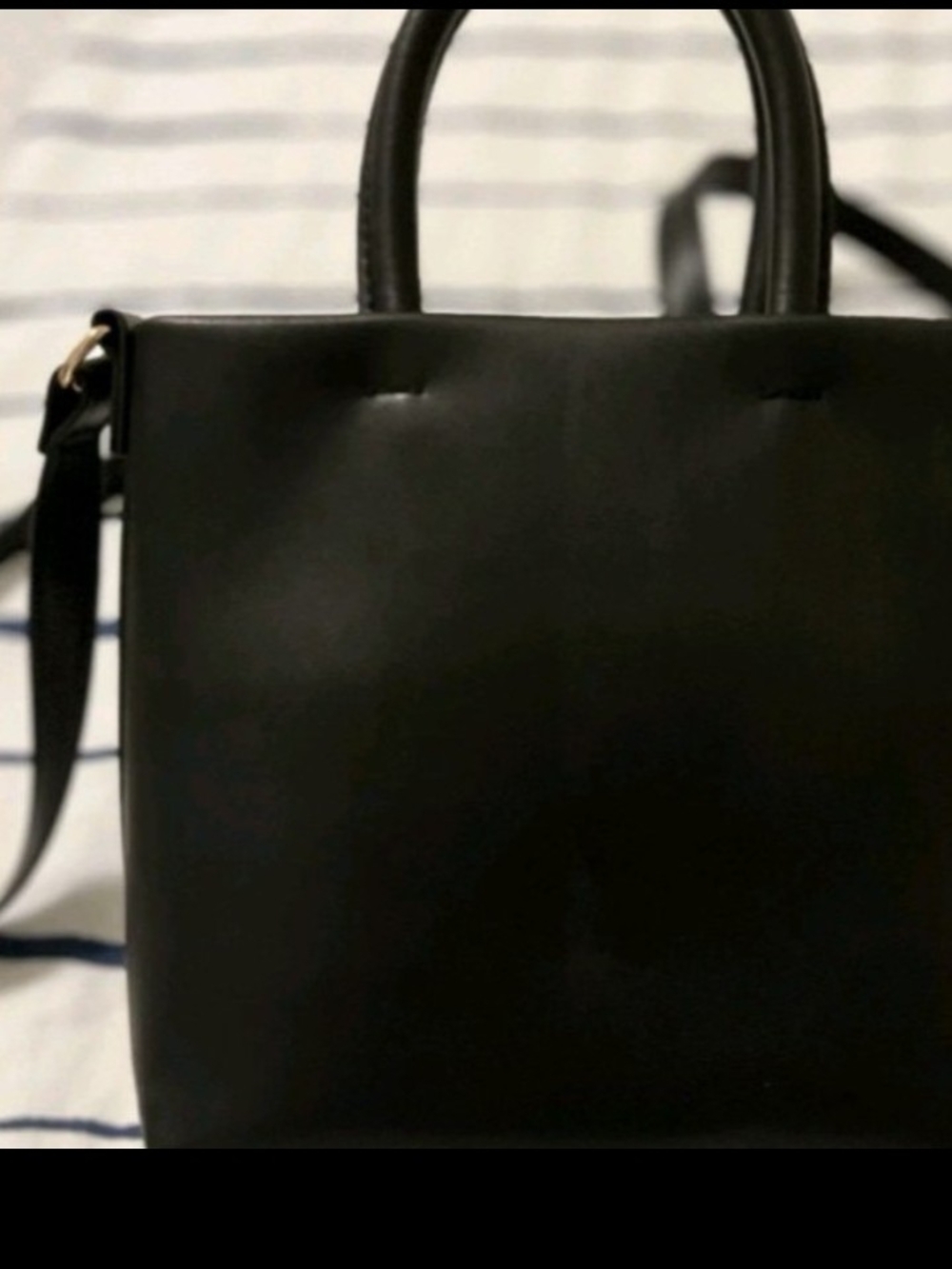Classic Black Structured Tote Bag - Minimal Leather Handbag